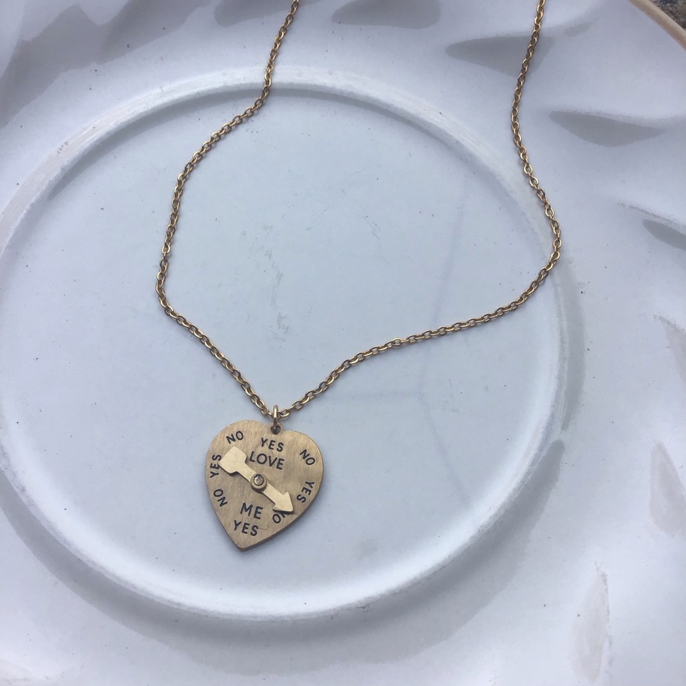 The Love-o-meter vintage brass spinning charm pendant Says Be My Valentine
